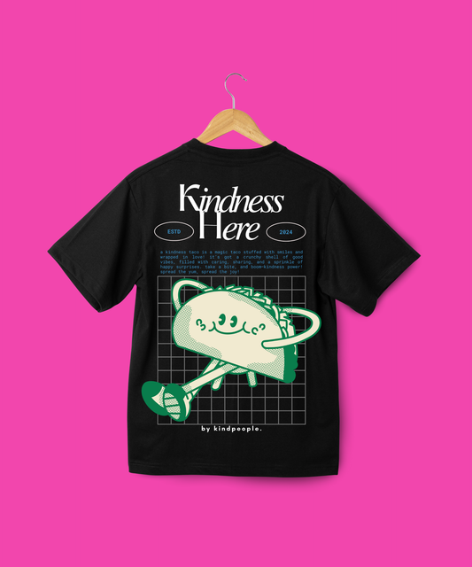 kindness taco | black tee | kindpeople.kids | regular kids tee