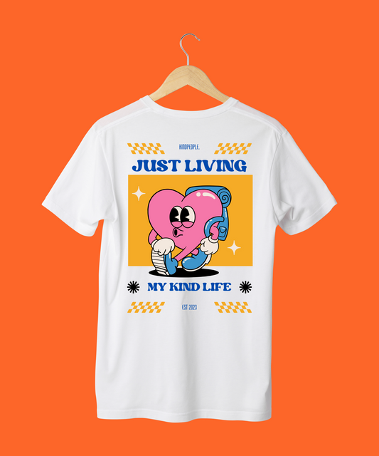 just living my kind life. | kindpeople.kids | regular kids tee